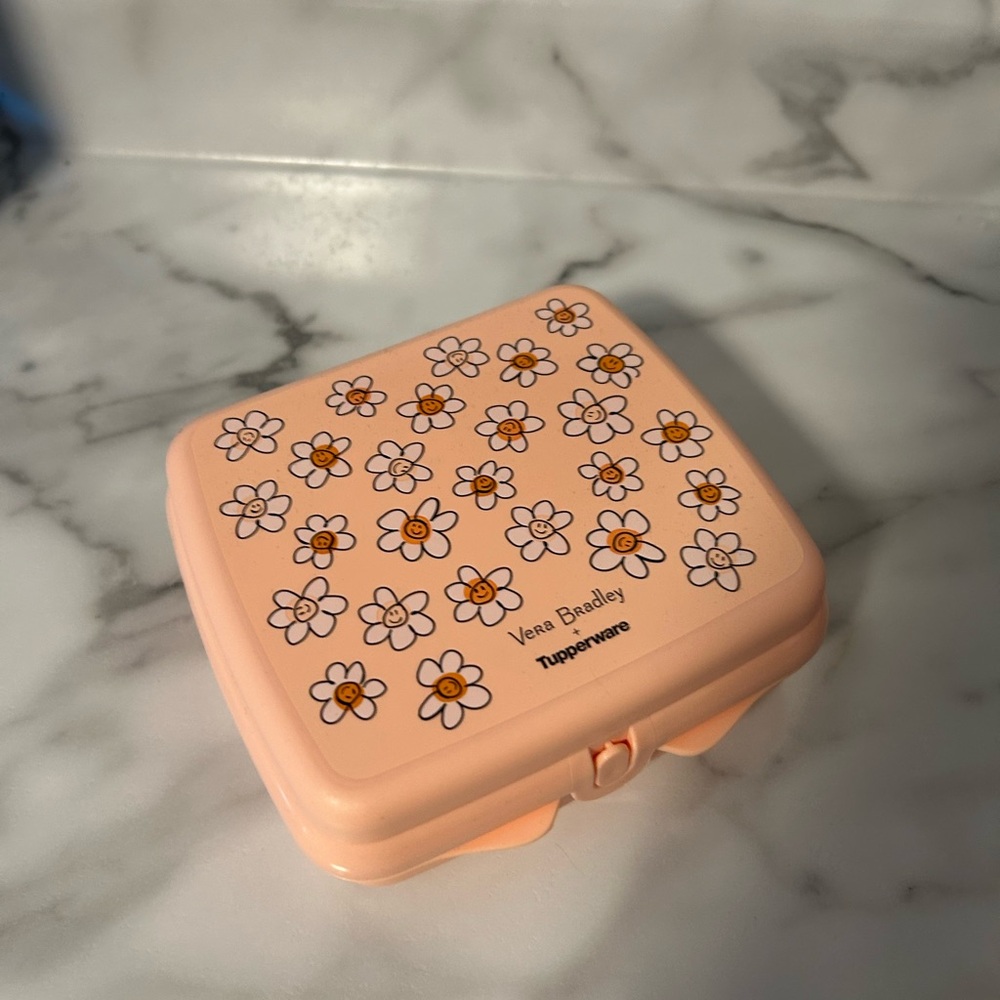 Tupperware Peach Floral Food Container